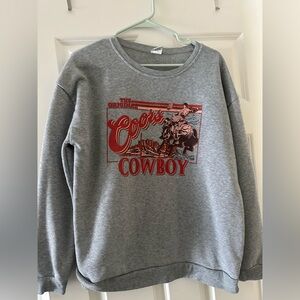EUC Coors Cowboy L Gray Crewneck